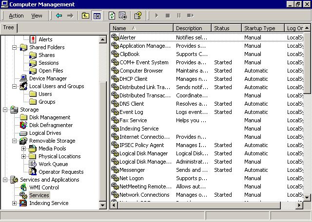 140 Chapter 4 Configuring the Windows 2000 Environment Services Services lists all of the services on your computer, as shown in Figure 4.13.