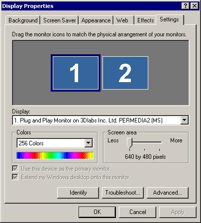 164 Chapter 4 Configuring the Windows 2000 Environment Configuring Multiple-Display Support To set up multiple-display support, take the following steps: 1.