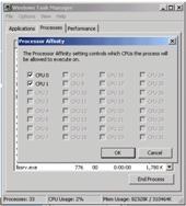 from the pop-up menu. 4. You see the Processor Affinity dialog box, as shown in Figure 4.45.