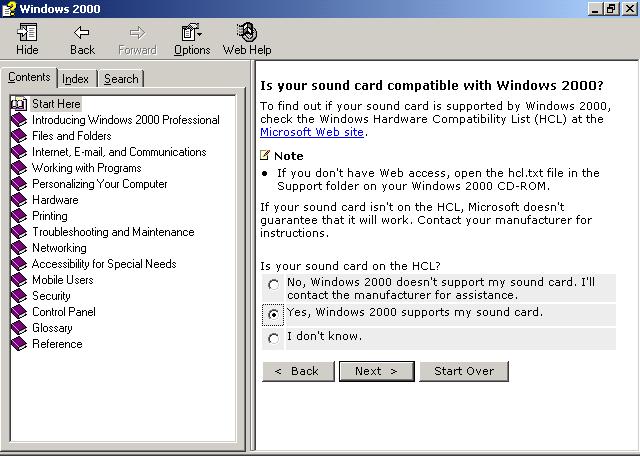 190 Chapter 4 Configuring the Windows 2000 Environment 6. The Troubleshooter Wizard asks if your sound card is compatible with Windows 2000, as shown in Figure 4.54.