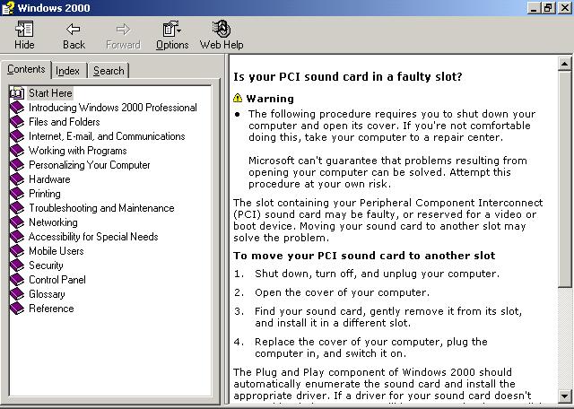 Managing Windows 2000 Services 191 FIGURE 4.55 Checking whether a sound card is in a faulty slot 8. After you follow the suggested procedure, the Wizard asks if this fixed your problem.