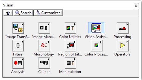 Figure 2. Vision Palette for FPGA functions in Vision Development Module Running multiple image pipelines in parallel is a common requirement.