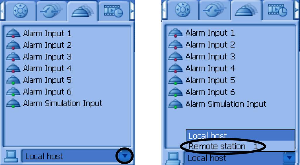 28 en Live Mode DiBos/DiBos Micro 3.6.3 Displaying the Alarm Inputs After selecting the tab, all locally configured alarm inputs and their statuses are displayed.