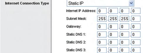 Advanced Configuration Chapter 3 Static IP If you are required to use a permanent IP address to connect to the Internet, select Static IP. will automatically re-establish your connection.