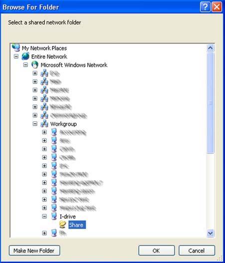 13. b) If this folder path does not appear in the scroll-down menu, click on Browse. Then click on Entire Network beneath My Network Places.