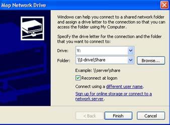 14. Once you have selected the folder, check the box for Reconnect