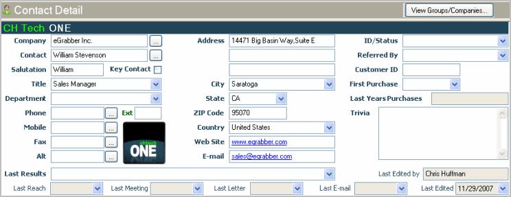 Figure 10: Contact transferred into ACT! Schedule Activities You can add Activity, History, or Notes to a selected contact by using the Smart Box in the toolbar.