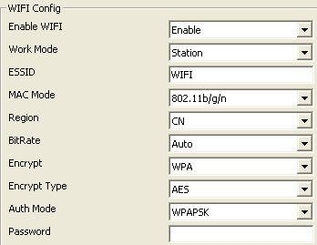 Figure 2.6 click AP, automatically fill information The interface of WIFI Config as figure 2.