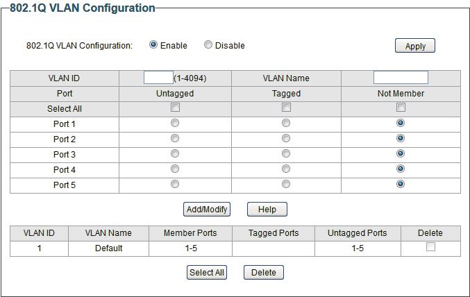 Configuring VLAN Configuring 802.1Q VLAN 4 Configuring 802.1Q VLAN To complete the 802.