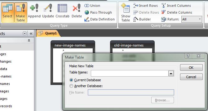 10. Create a make table query use