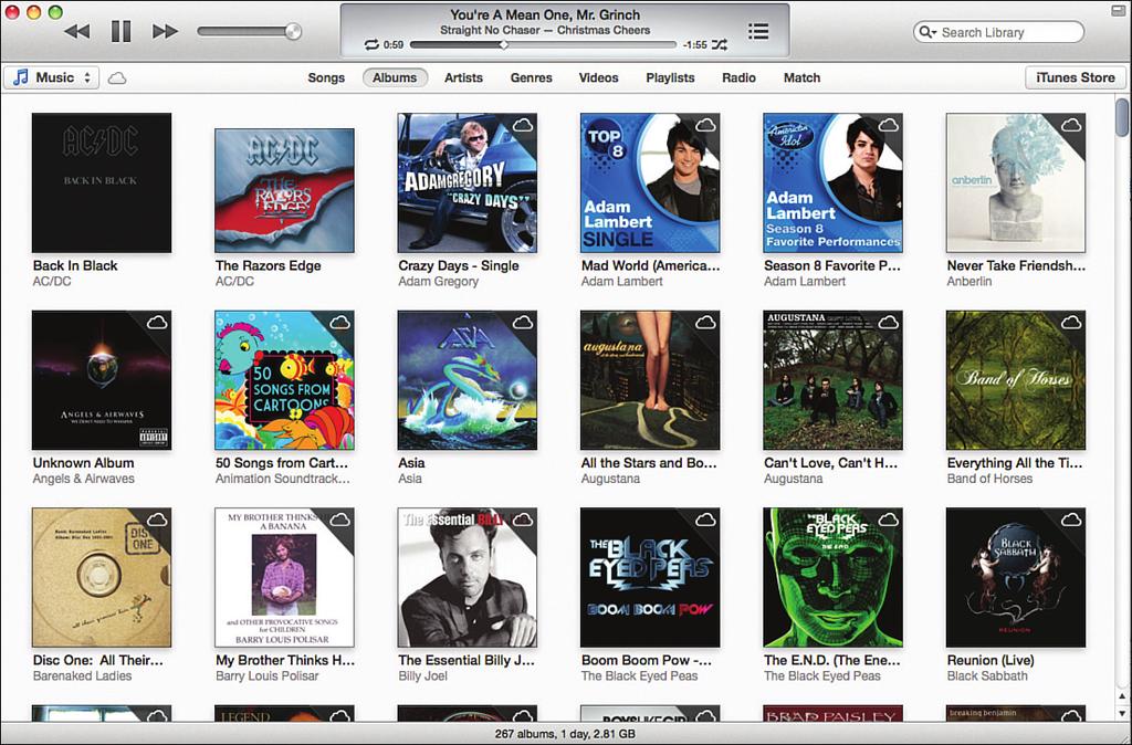 APPENDIX B Getting Started with itunes 11 3 Library List Amount of time current song has played Repeat Current Song Song Currently Playing Volume Controls Playhead Album Player Controls Name Content