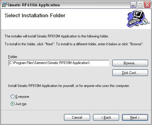 Installing Software Install the user application for the SIMATIC RF610M Mobile Reader 1. Insert the product CD "User application for SIMATIC RF610M Mobile Reader" in the drive of your PC. 2.