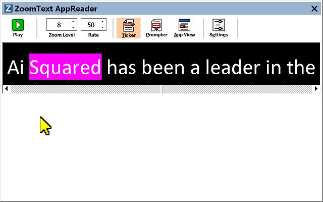 Chapter 6 Reader Features 159 AppReader Text View in Ticker Mode The Text View toolbar provides the essential controls for operating Text View, and provides access to dialogs for configuring the Text