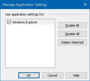 222 The selected application remains in the list, but application settings are not invoked when using the application. 3.
