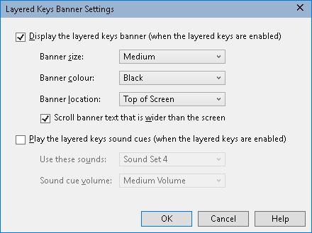 Chapter 4 The ZoomText User Interface 47 Layered Keys Banner When you enter the Layered Keys Mode, a banner can be displayed to let you know that the mode is active and which layered mode you are