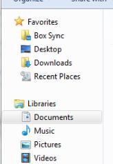 12. Your Box Sync file will appear right above your Desktop in the left menu box.
