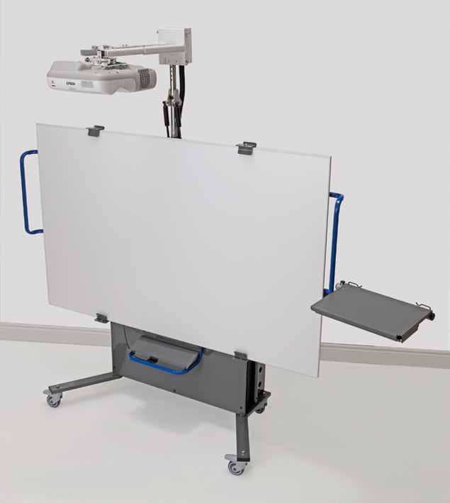 Portable carts can be conveniently rolled from classroom to classroom Meets the needs of users of various heights enables everyone to easily reach the board; adjusts up to 17" Height adjustments made