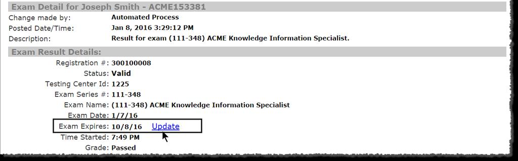 You can set expiration dates for your exam series in Credential Manager 3.