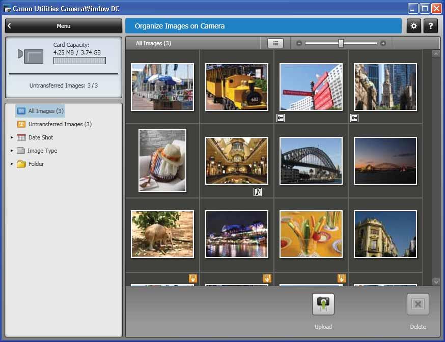 [Organize Images on Camera] Window Return to the CameraWindow menu screen. Display the Help menu.