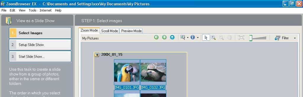 Running a Slide Show You can view selected still images in a slide show. 1 Click [View & Classify] in the main window.