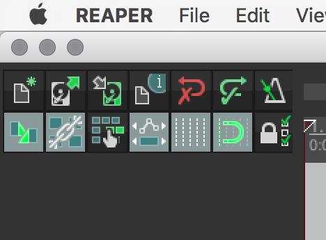 Here we have the left hand corner of the reaper interface. There are 14 icons that can be used to create a basic sound piece.