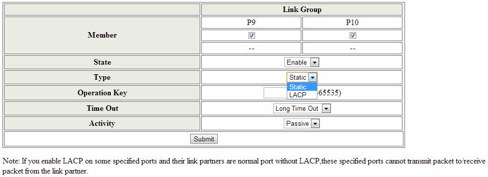 Figure 9-2 Member: This column allows you to select the member Ports. Status: This column allows you to Enable/Disable the Trunk Group.
