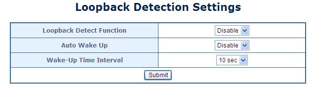 4.7.3 Loopback Detection The Loopback Detection function avoids that user loops network. The Loopback Detection screens in Figure 4-7-9 appears.