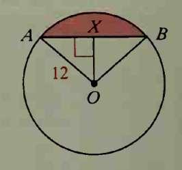 46. Chord AB is 18 cm long and the radius of the circle is 12 cm.