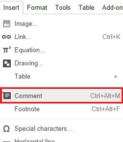 1. Place your cursor or highlight the text where you would like your comment to appear. 2. From the Insert menu, select Comment. 3.