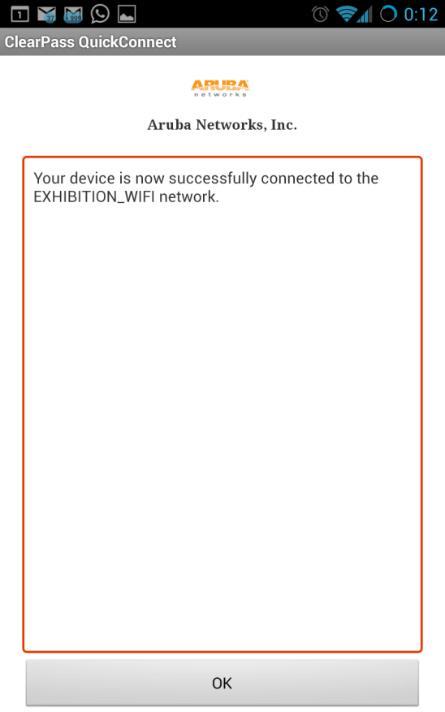 The app will configure your device and will attempt to connect to the network.