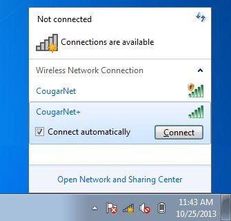 Connect Using a Windows Vista/7 Device Select the network connections icon near the clock on the taskbar.