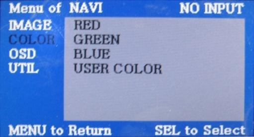 2.8.1 OSD (on screen display) Analog RGB Mode IMAGE BRIGHTNESS CONTRAST SHARPNESS USER IMAGE : Selecting one among 4 color options.