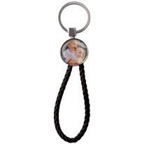 Metal wine charm with four clear beads 7619 Rope Keychain Insert size: 1" dia.