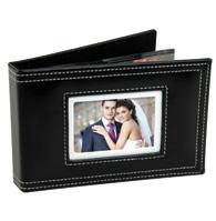 3-1/2" Holds up to 100 wallet size photos 1" deep Black