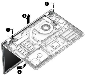 8. Separate the display from the computer (3). If it is necessary to replace any of the display assembly subcomponents: 1.
