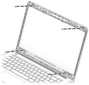 b. Rotate the display panel onto the keyboard (1) to gain access to the display cable connection on