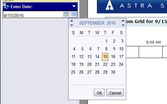 A pop-up calendar will appear. Select a date and click OK.