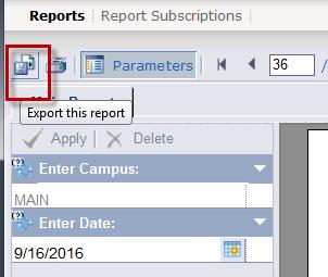 To print this report, click the Export icon at the top left of the page.
