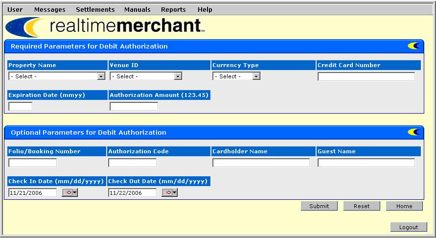 Authorizing a Debit Transaction NOTE: Based on your job function, user permissions, and property system configuration, you may or may not see the menu option and be able to perform the procedure