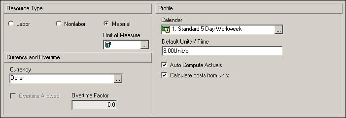 110 Part 2: Structuring Projects Details Use the Details tab to specify a resource s labor classification labor (personnel), nonlabor (equipment), or material (supplies), indicate whether a resource