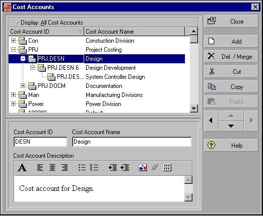 Working with Cost Accounts and Project Expenses 229 Setting Up a Cost Account Structure Set up a cost account structure and assign codes to activities and/or resources.