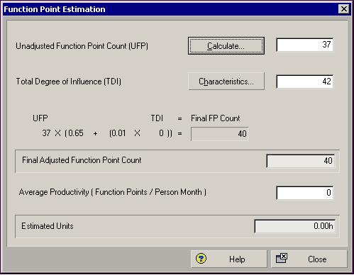 244 Part 3: Implementing the Schedule Type the Unadjusted Function Point Count (UFP) value you want to use, or click
