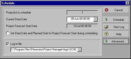 280 Part 4: Updating and Managing the Schedule If more than one project is open, this changes to Earliest Data Date.