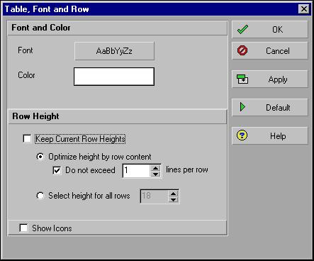 386 Part 5: Customizing Projects Change column fonts, colors, and row height From the Activities window, click the Layout Options bar, then choose Table Font and Row.