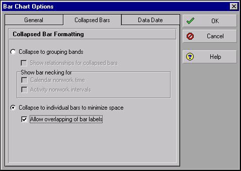 Customizing Layouts 393 Change the background lines in the Gantt Chart In the Bars dialog box, click Options. Click the General tab.