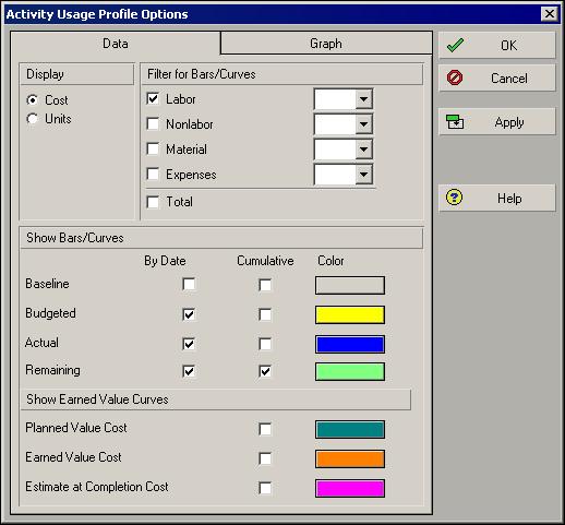 Customizing Layouts 405 Choose the type of information to display in the profile. Mark the checkbox for each type of cost/unit value to display.