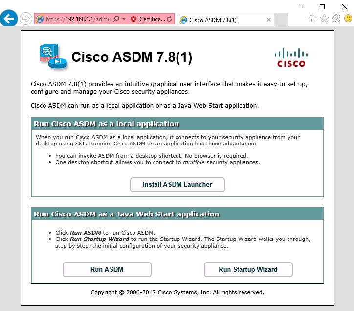 b. Click Run ASDM. c. Click Yes/Continue/Run in response to any other security warnings. d.