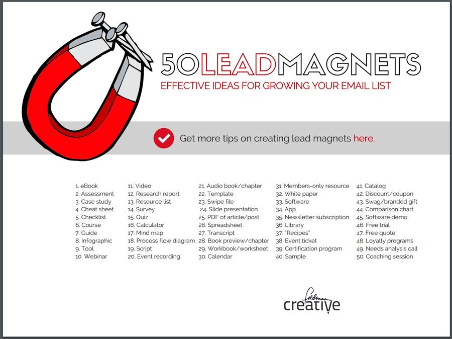 Want an even longer list of lead magnet ideas? Click here or the image above for your free cheat sheet. Sell these things Your lead magnet might sound good and look good, but it doesn t sell itself.