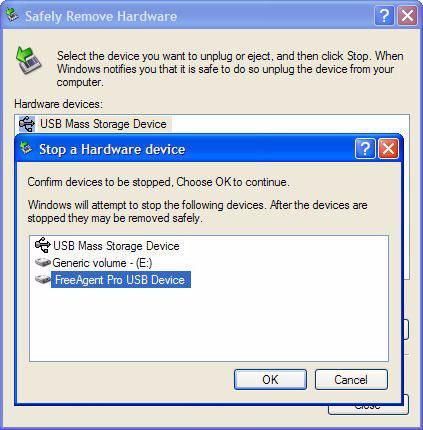 Figure 2: Safely Remove Hardware Step 2: Choose the drive to disconnect and click OK.