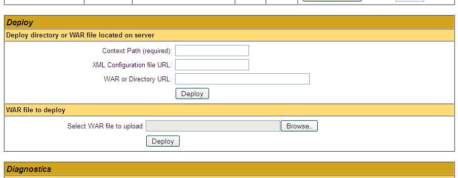 Navigate to the WAR file to deploy section and click Browse.